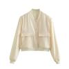 Women S Stand Collar Big Pocket Jacket Casual Outerwear
