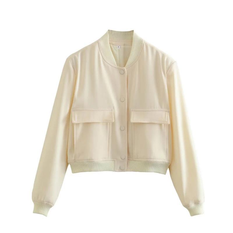 Women S Stand Collar Big Pocket Jacket Casual Outerwear