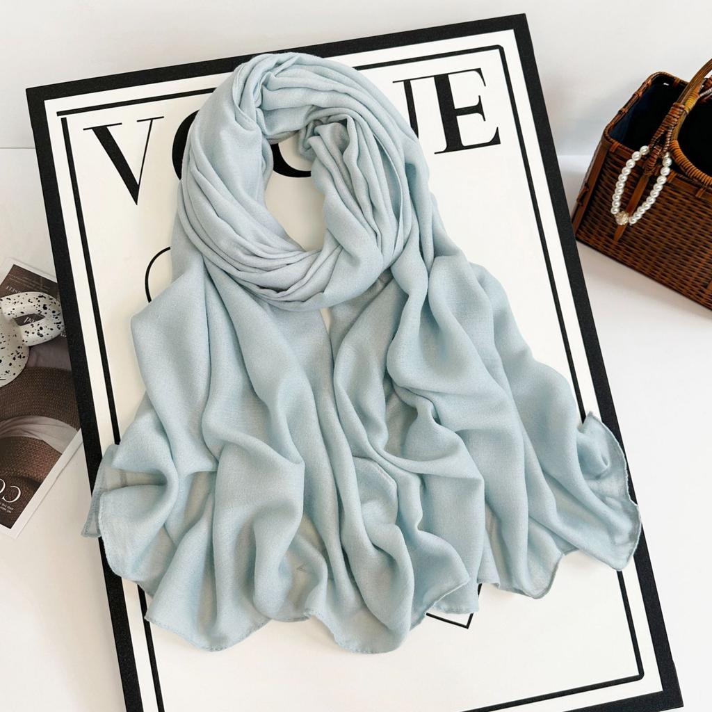 Cotton And Linen Scarf Women'S Yarn Scarf Solid Color Scarf Summer Sun Protection Breathable Shawl Retro Rough Edge Silk Scarf