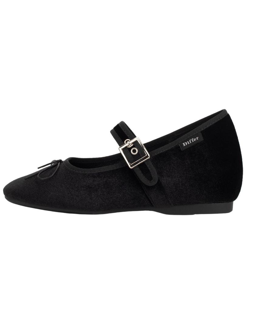 Differshoe Belline Квадратный Бант Мэри Джейн 5см [Черный]