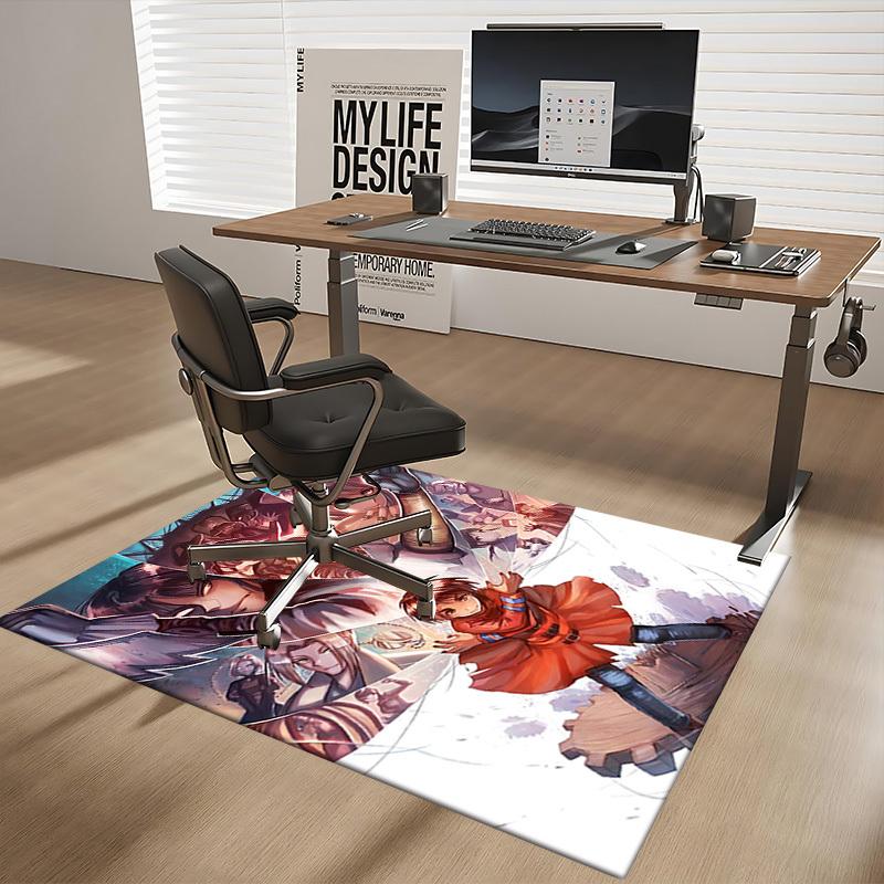 1pc Anime Cartoon Design Chair Mat - Fantasy Warrior Theme - Non-Slip Carpet for Office, Home Decor, Living Room, Bedroom, Game Room - Perfect Gift Id