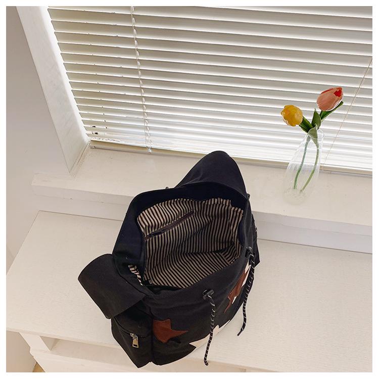 Американский Ретро Звездный Холщовый Рюкзак - Большая Вместимость, Стильная и Универсальная Сумка через Плечо