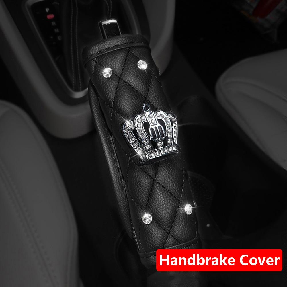 Модный кожаный чехол с хрустальной короной для автомобиля, чехол для авто, чехол для ручного тормоза, ручка переключения передач, чехол для стайлинга, аксессуары для салона автомобиля