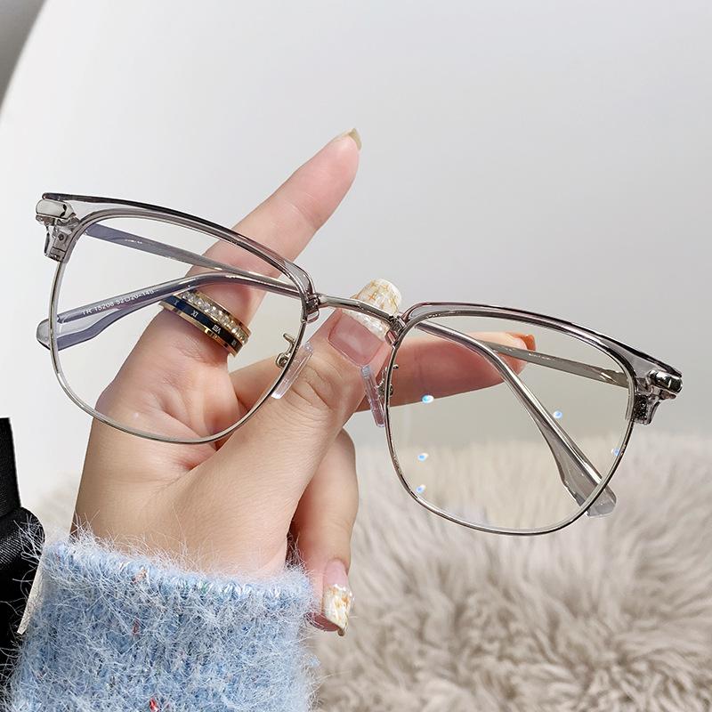 New men's temperament simple and versatile half-frame eyebrow wire frame, business frame anti-blue glasses
