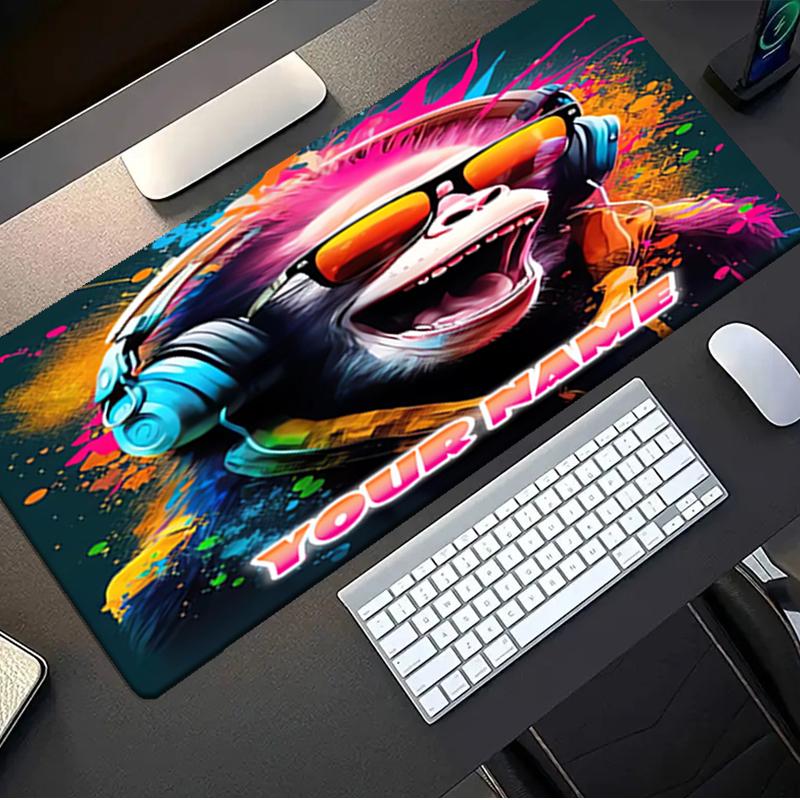 1PC Custom Name Monkey Music Party Mouse pad, keyboard and mouse desk pad, for computer notebook Birthday Gift For Any Room Or Office