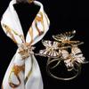 Women Fashion All Match Diamante Brooch Scarf Buckle