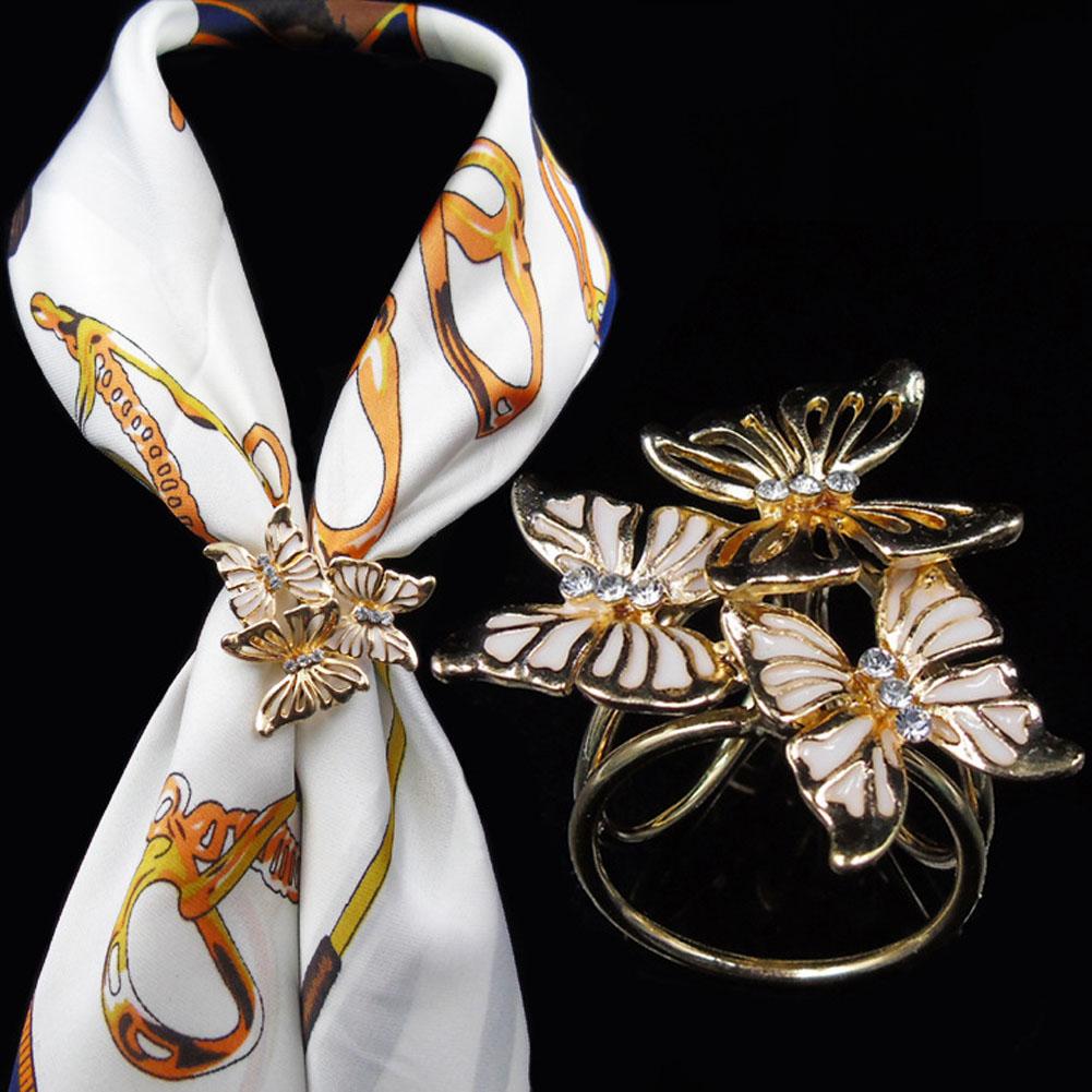 Women Fashion All Match Diamante Brooch Scarf Buckle