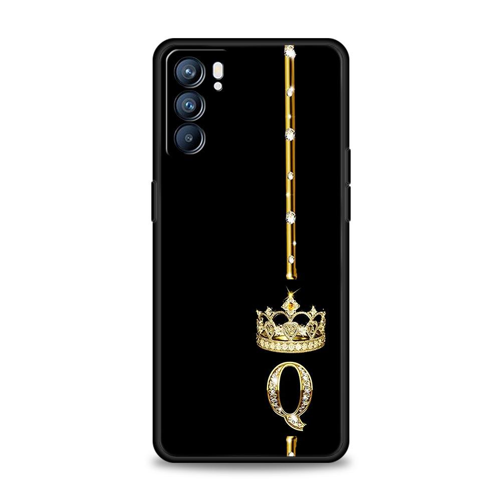 Чехол для Oppo Find X6 Pro X5 A54 A53 A52 A9 A15 A95 A17 A16 A76 A74 A57 A31 Reno8 Reno7 Reno6 Pro 5G, чехол с короной и буквами