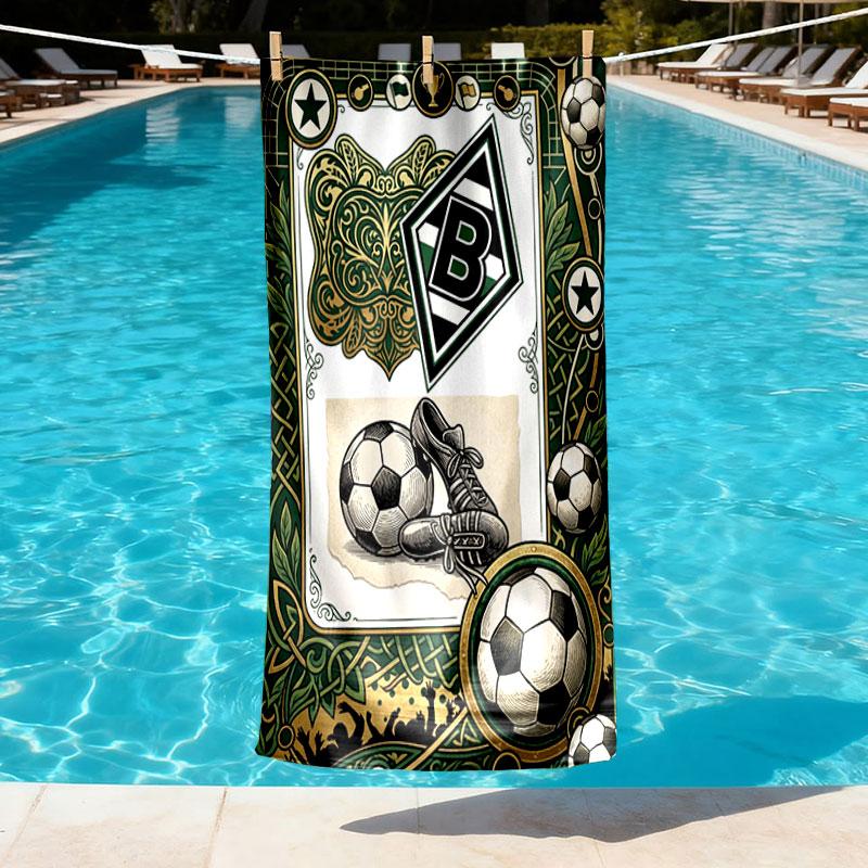 Borussia Monchengladbach Print Beach Towel Design, Soft, Lightweight. for Home Bathroom, Spa, Pool, Yoga, Surfing, Camping, Gift for Family, Friend