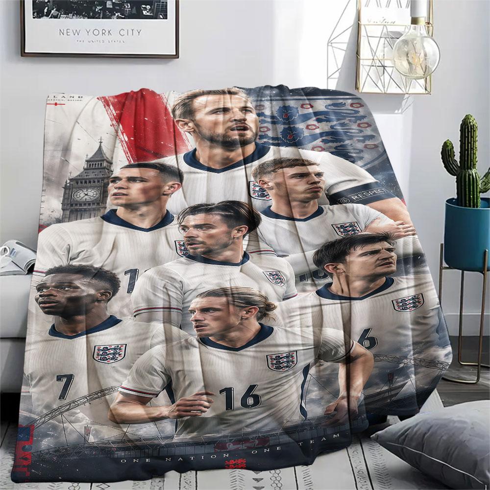 1PC England National Football Team Patterned Flannel Blanket Suitable For All Seasons for Home Decor Warmth and Comfort Gifts Holiday Present