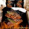 Еда Говядина Комплект постельного белья 3D Свежее мясо Пододеяльник Кинг/Квин Сайз Вкусные морепродукты Сашими Голень Стейк Реалистичный Пододеяльник