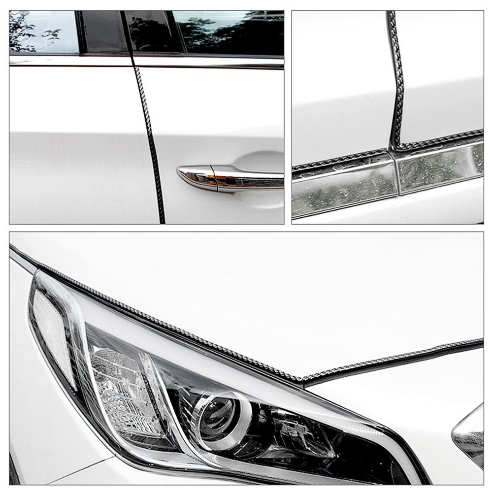 5M Carbon Fibre Car Door Anti Collision Strip Bumper Trim Edge Scratch Protector Strip Sealing Guard Styling Car Decor Sticker Interior Mirrors 6