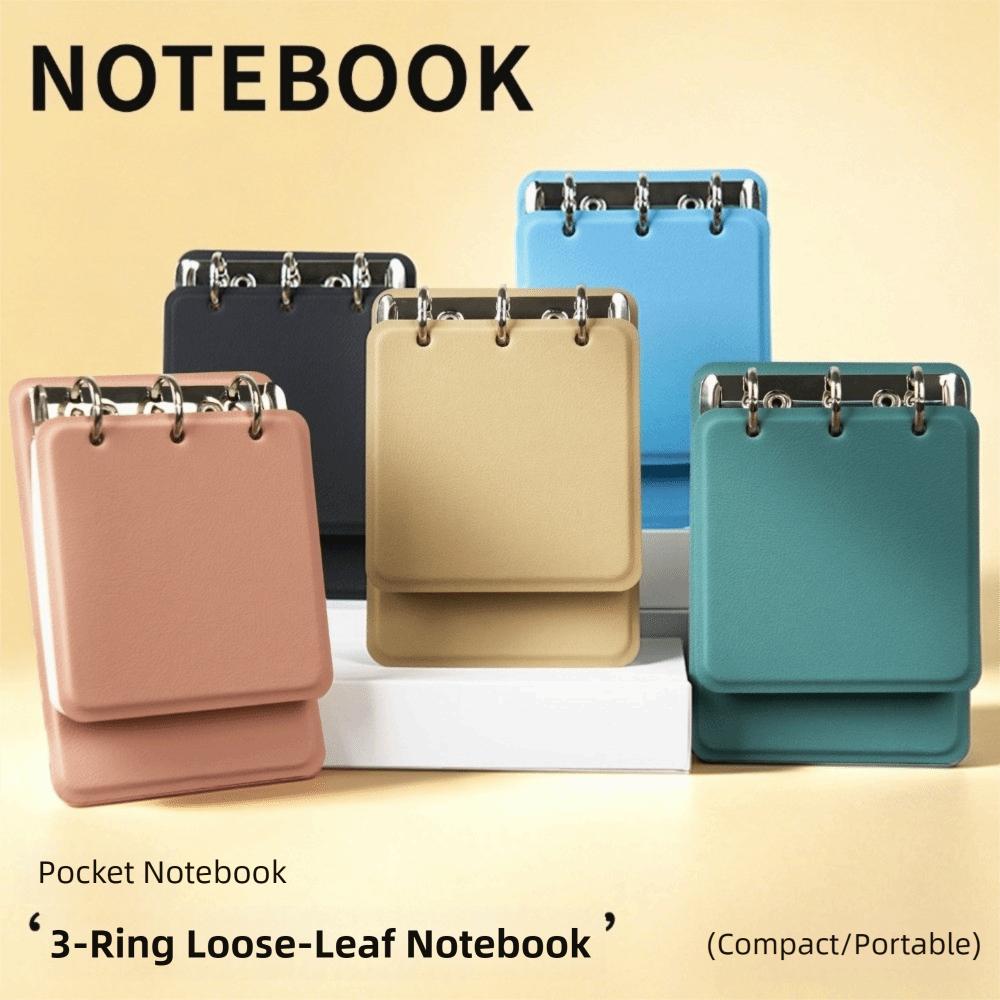 Refillable Loose-Leaf Notebook 3-Ring Binder Notepad Mini Pocket Journal  Students