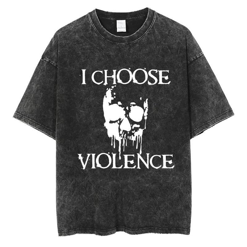 Смешная футболка с надписью "Я выбираю насилие" (I Choose Violence), стиранная, с изображением смешного кота-мема, популярная, с коротким рукавом, для мужчин и женщин, оверсайз, повседневная, хлопковая, уличная одежда