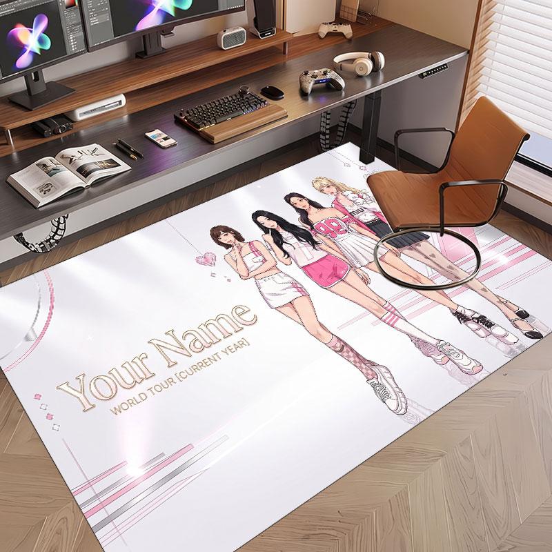 Custom Name Crystal Velvet Rug,aespa Comfortable Anti Slip Floor Mat For Room Decoration