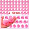 10-200 шт. Розовые резиновые уточки для ванны, Мини-пищащие уточки оптом для детского душа, Дошкольная игрушка для ванны, Аксессуары для вечеринки у бассейна