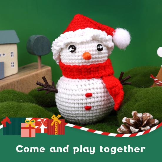 Рождественский набор для вязания крючком. Дизайн снеговика с простыми инструкциями. Улучшите навыки рук. Избавьтесь от скуки. Рождественский набор для вязания снеговика крючком.