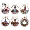 Holiday Party Hanging Ornaments Ocean Themed Christmas Ornaments, Lighthouse/Wreath/Santa Claus/Xmas Tree/Snowman/Deer Festive Decor Supplies