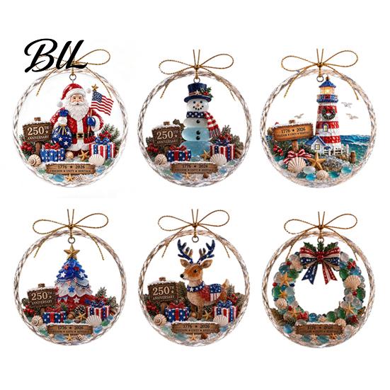 Holiday Party Hanging Ornaments Ocean Themed Christmas Ornaments, Lighthouse/Wreath/Santa Claus/Xmas Tree/Snowman/Deer Festive Decor Supplies