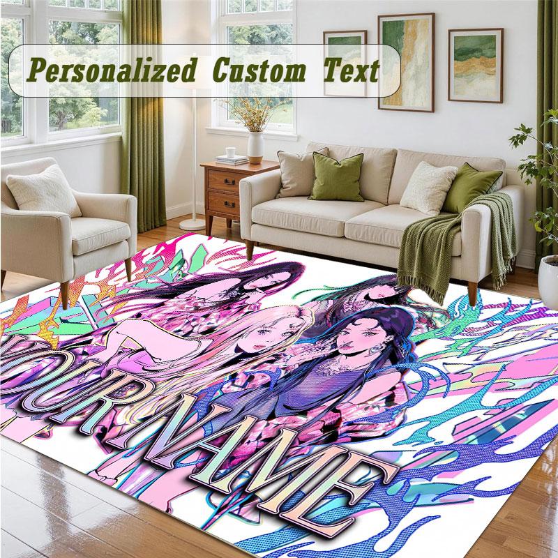 Crystal Velvet Square Rug Custom Nameaespa Pattern Non Slip Home Floor Decor Rug