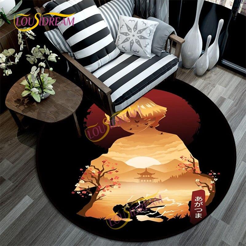 Коврик «Убийца демонов», 3D-печатный мультяшный напольный круглый коврик, коврик для стула для детской комнаты, украшение дома, моющийся ковер.