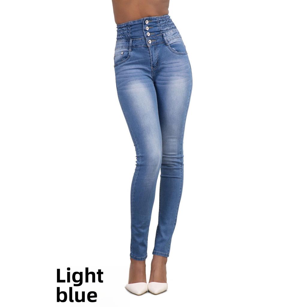 GMXIA High Waisted Button Down Pencil Jeans