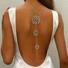 Elegant Flower Body Chain for Women Back Chain Waist Chain Goldtone Hollow Out Beach Vacation Jewelry