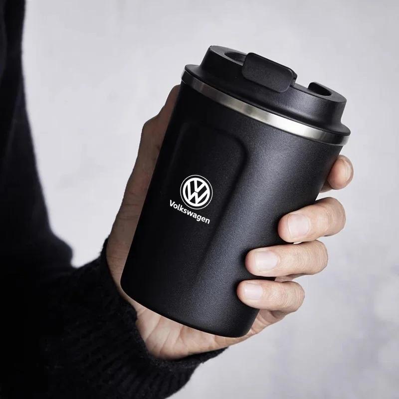 380ML Coffee Mug Car Vacuum Cup 304 Stainless Steel Thermos For VW Atlas Jetta Touareg Variant Golf Polo GTI Taos Nivus Passat