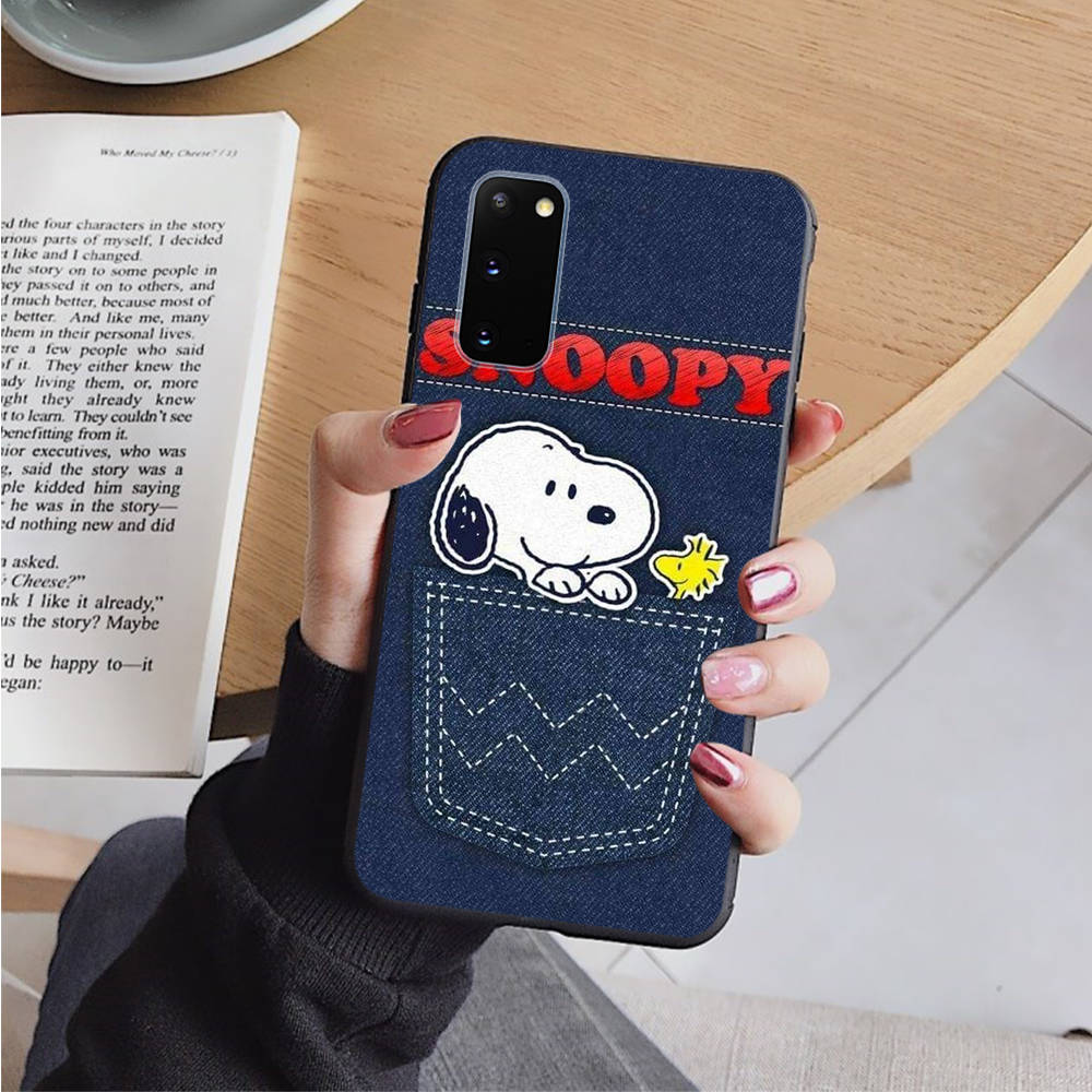 AN11 Snoopy Black Case for Xiaomi Poco X6 M5 M6 F5 F6 F1 C65 C55 C50 C51 C40 Redmi Note 7 8 14C A3X 13C 12C 11 10A 9C Pro Sofe Cover
