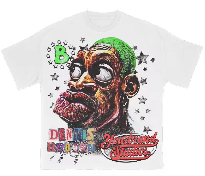 Custom Designer with Logo Your Own Brand Oversized Distressed Tee Camiseta 2D Screen Print Cropped T Shirt Men