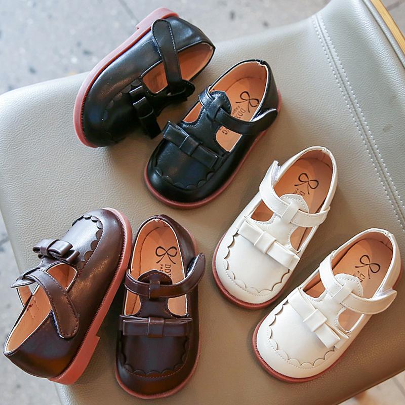 Girls Bowknot Princess Shoes Cute Elegant and Non Slip Leather Shoes