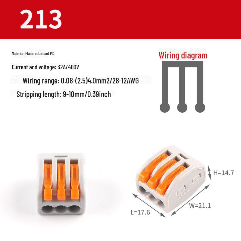 Быстроразъемный двухвходовой шестивыходовой разветвитель проводов с клеммной колодкой