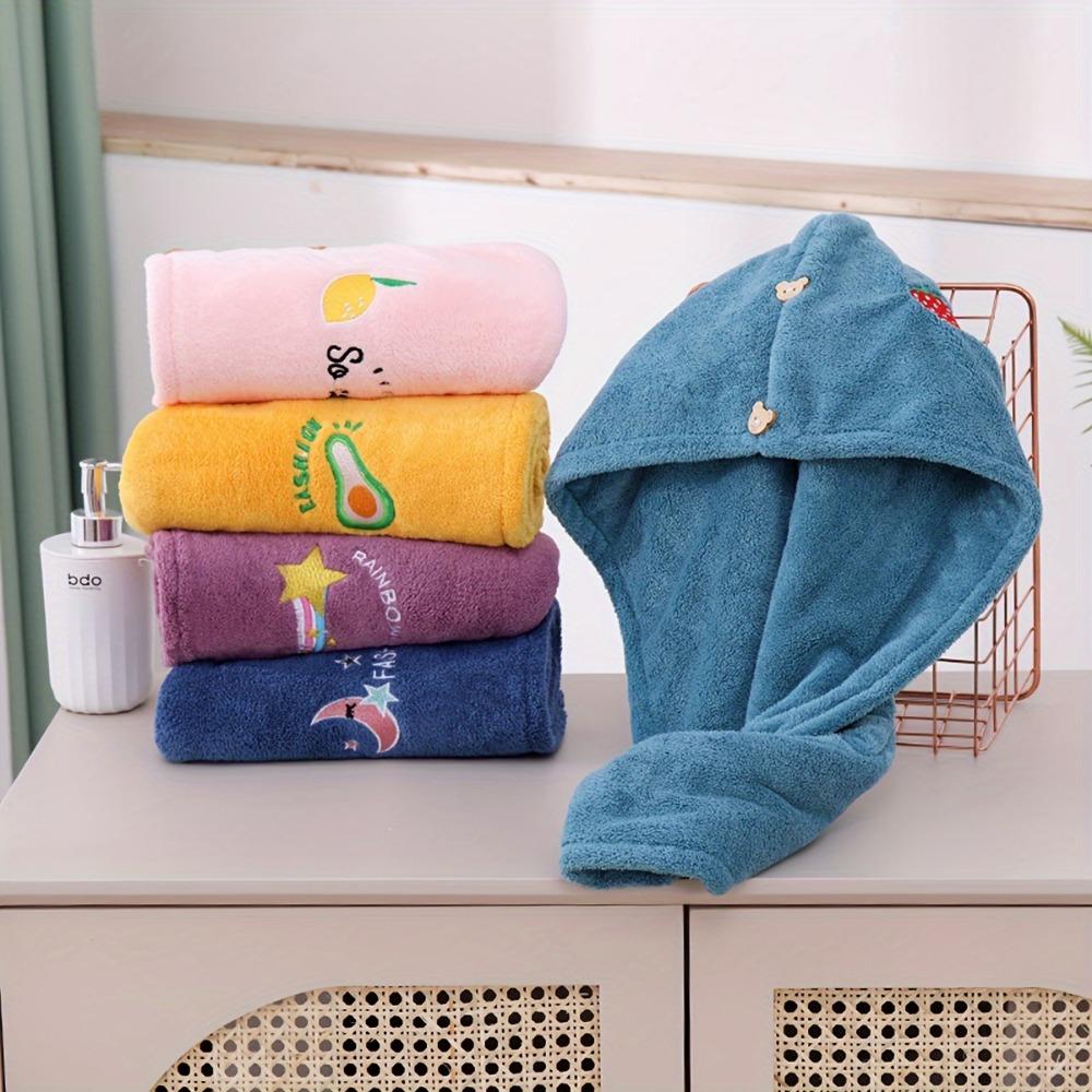 Single/Double Microfibre Hair Towel, Soft Hair Dryer Cap, Bathroom Quick Dry Hair Towel, Women's Super Absorbent Hair Towel, Embroidered Hair Towel