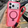Роскошный матовый противоударный чехол с магнитной зарядкой Ott для iPhone Air 17 16 15 14 Plus Pro Max из TPU+PC с подставкой и ремешком для руки