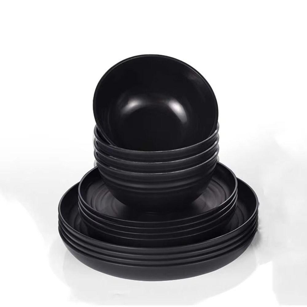 16pcs/Set Wheat Straw Tableware Set Thickened Set of Dishes Utensils Set  for Family Gatherings