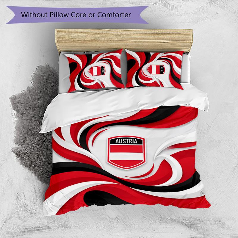 Austria Football Printed Bedding 3 Piece Set Cozy Breathable Bed Cover Set as Housewarming Holiday Gift