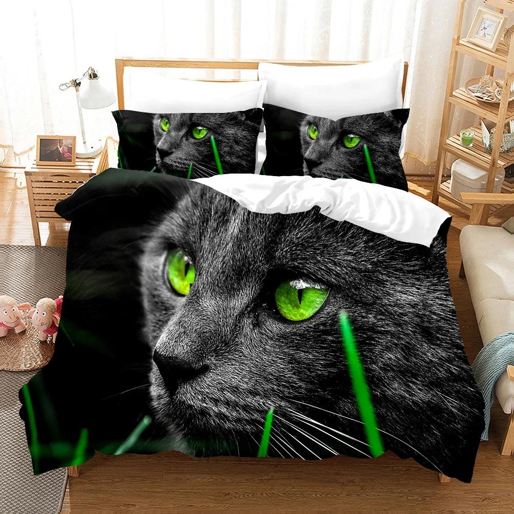 3D Cute Wolves Cat Dog Print Bedding Set Cute Duvet Quilt Cover Wild Animal Tribal Bed Cover With Pillowcases Custom Bed Linen