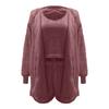 Women's Casual Solid Color Drawstring Plush Vest Shorts Coat Three Piece Suit