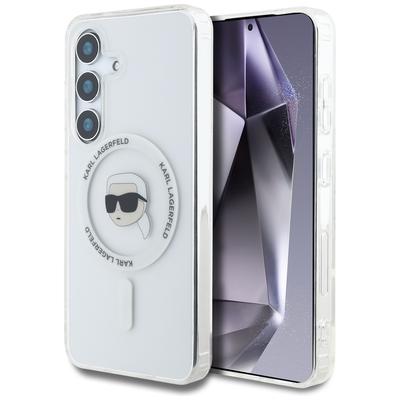 Чехол Karl Lagerfeld Button Karl Head Печатный логотип Magsafe Для Samsung Galaxy S25 Белый