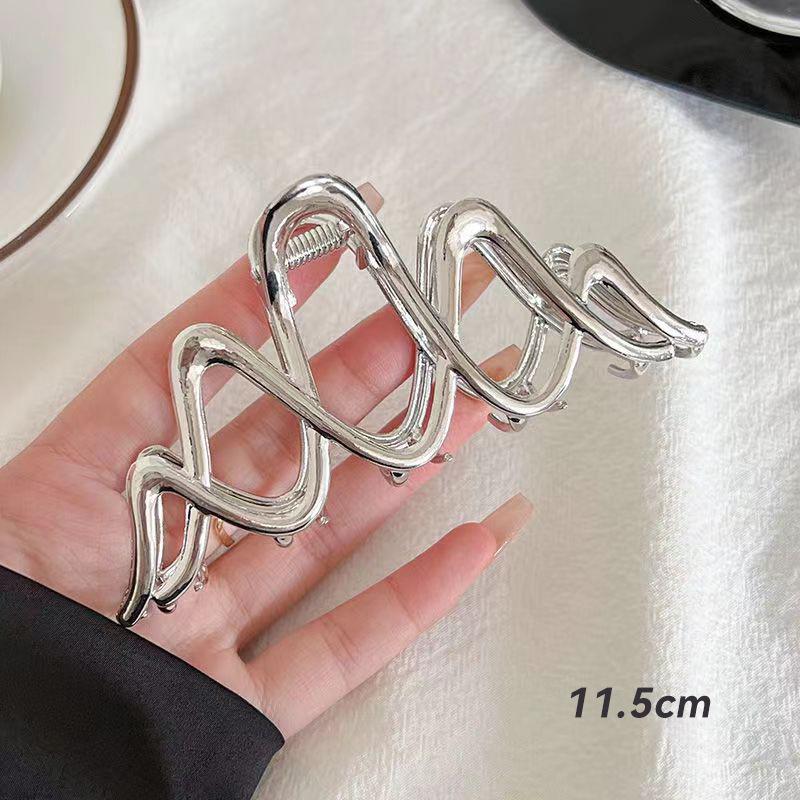 Elegant Korean Double Wave Metal Shark Hair Claw Clip