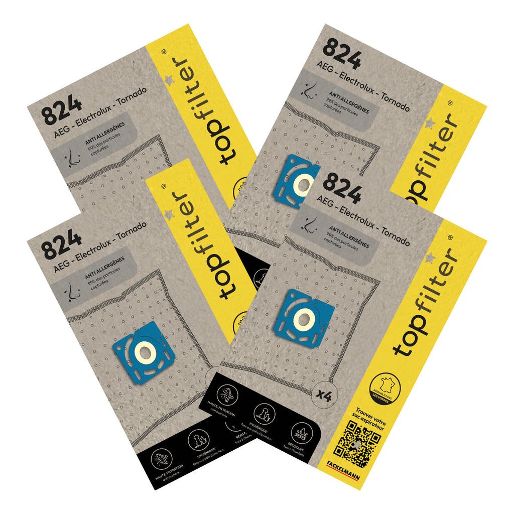 Набор из 4 упаковок по 4 мешка для пылесоса 64824 для Electrolux и Tornado TopFilter Premium ref. 9993950