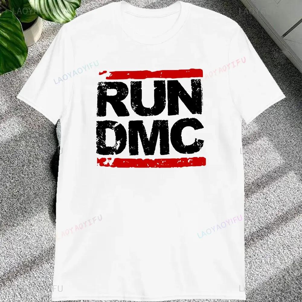 Винтажные Мужские Футболки с Принтом Hip Hop Rock Музыки Run Dmc, Короткий Рукав, Уличная Одежда, Свободные Женские Футболки, Повседневные Модные Футболки