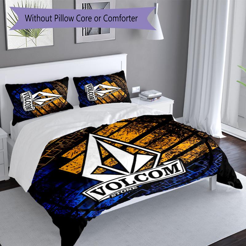 3pcs V-VOLCOM LOGO pattern bedding set duvet cover set includes duvet cover &pillowcases, perfect all season bedroom decoration & gift