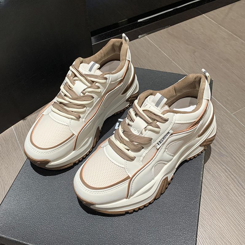 Женская белая спортивная обувь для бега, дышащая повседневная обувь, противоскользящая, износостойкая, с толстой подошвой, женская обувь осеннего времени