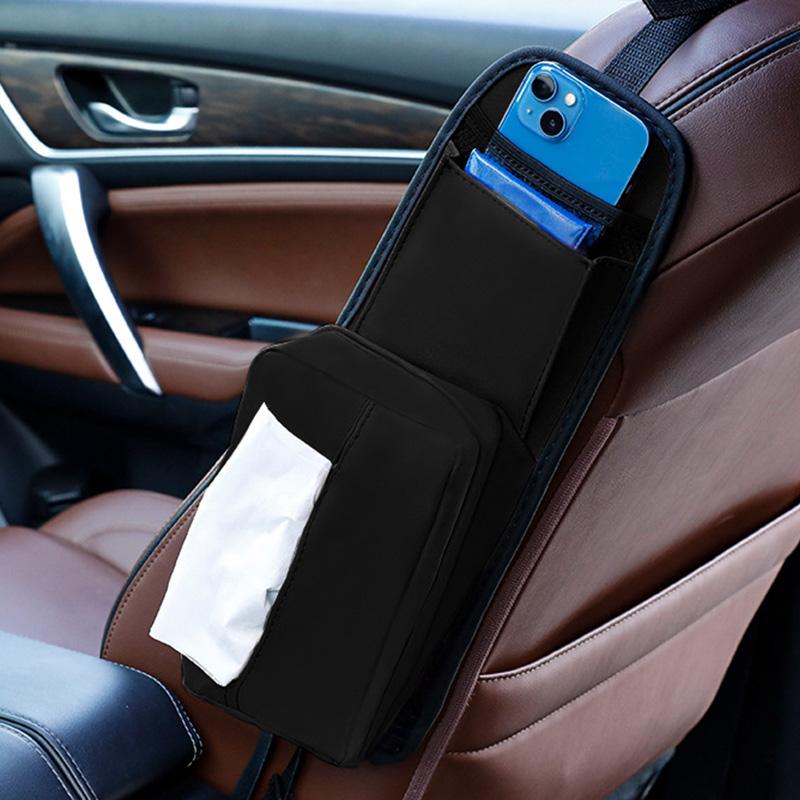 Замшевый органайзер для автомобильного сиденья, боковая подвесная сумка для хранения, многокарманный держатель для телефона, коробка для салфеток, сумка для мелочей, автомобильный интерьер
