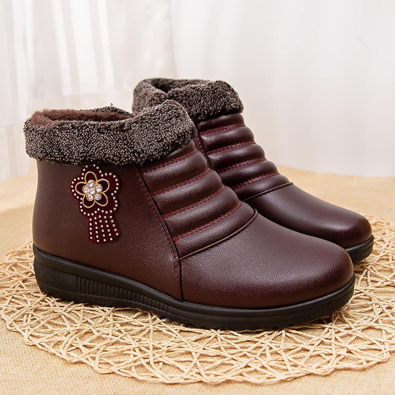 Winter Women's Cotton Shoes Fleece Thickened Warm Shoes Flat Non-slip Cotton Boots