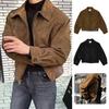Men Short Jacket Lapel Long Sleeve Zipper Closure Solid Color Design Coat with