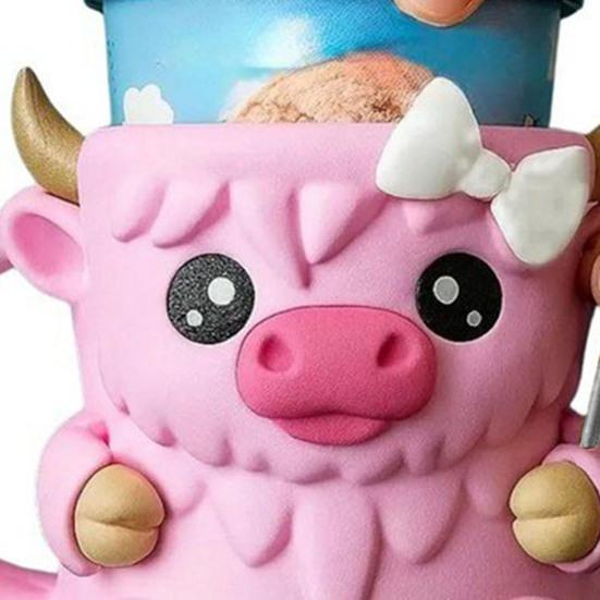 Держатель для пинты мороженого «Хайлендская корова», держатели для эскимо, держатель для пивной банки, изолированный держатель для мороженого со скрытым ящиком для закусок и ложками