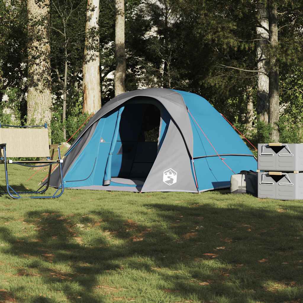 4 Person Camping Tent Blue Waterproof
