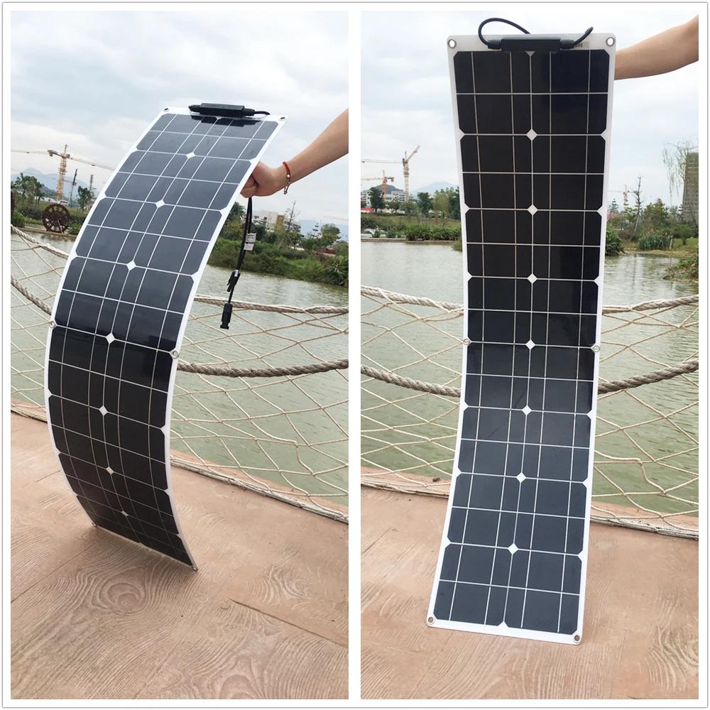 Solar Panel 50W/100W Monocrystalline Flexible Solar Panel Kit Battery Charger System